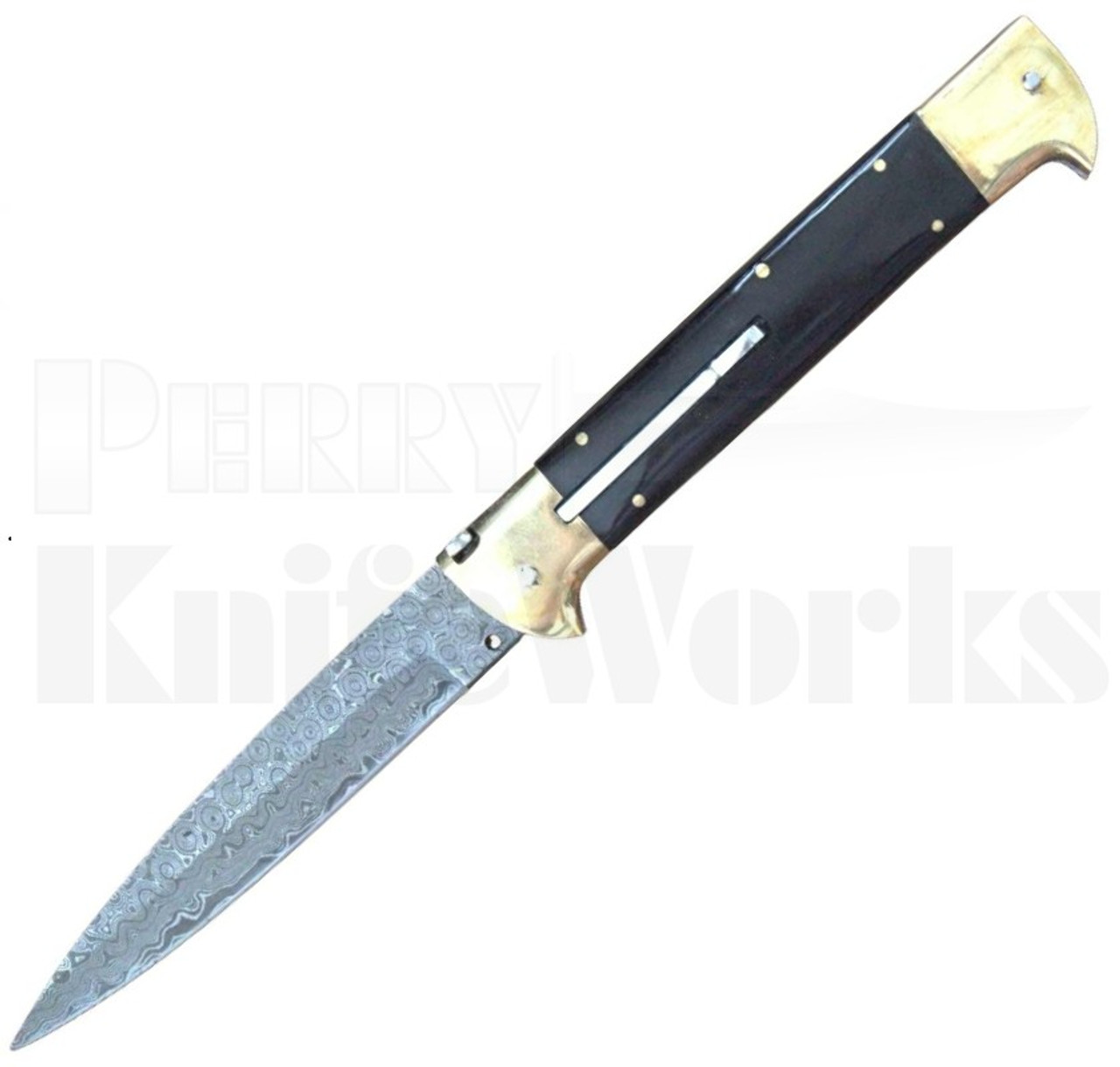 Samir Ahmad 11" Buffalo Horn Stiletto Automatic Knife l Damascus l For Sale