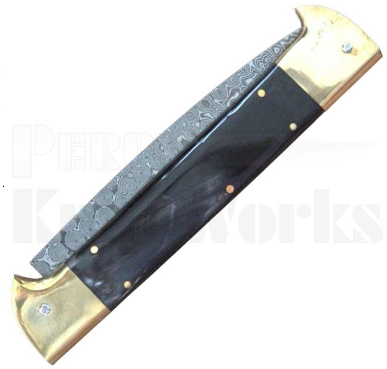Samir Ahmad 11" Buffalo Horn Stiletto Automatic Knife l Damascus