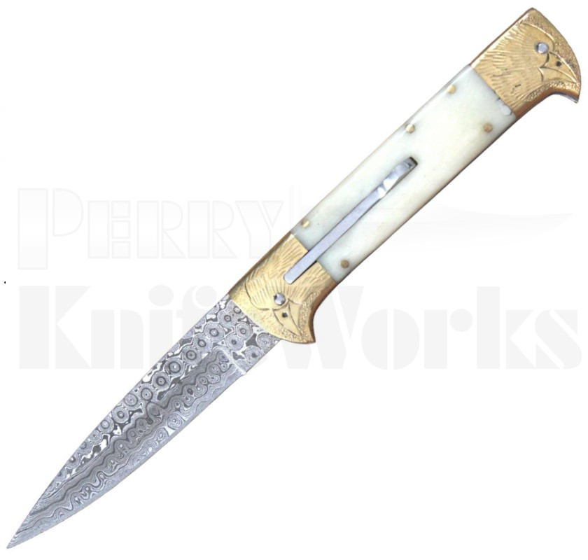 Samir Ahmad 9" Camel Bone BOBC Automatic Knife l Damascus l For Sale