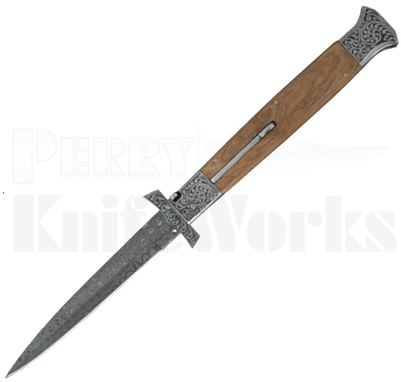 Samir Ahmad 13" Olivewood Swinguard Automatic Knife l Engraved l For Sale