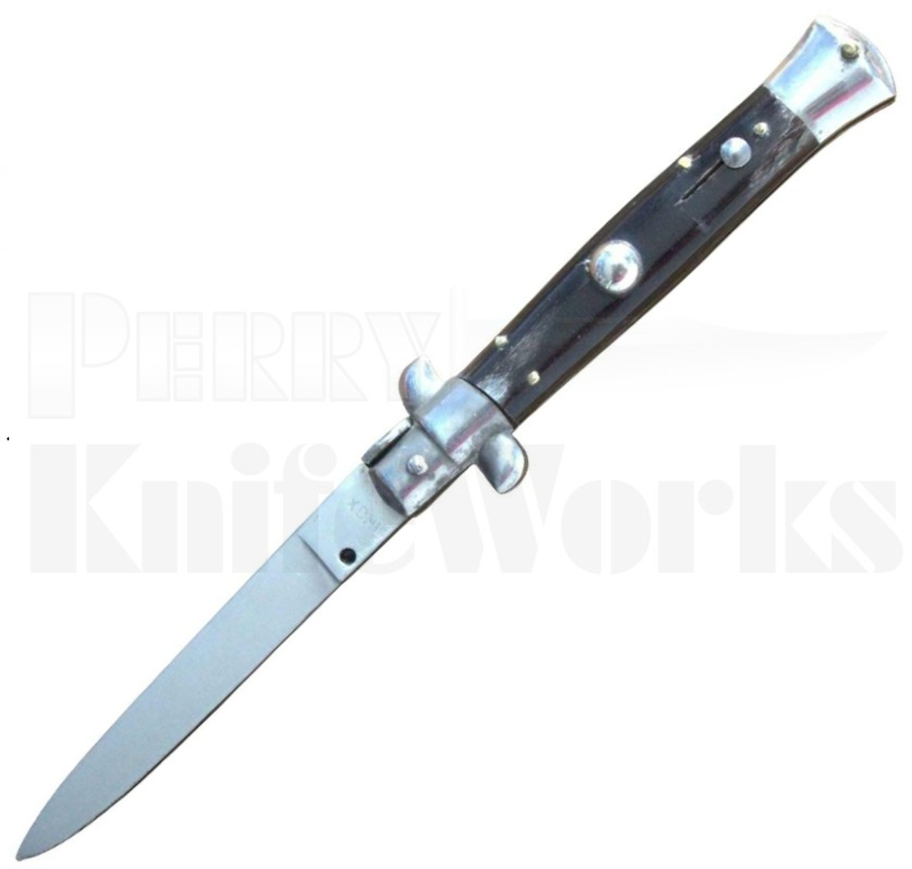INOX 8" Brazilian Horn Stiletto Flat Grind Automatic Knife l For Sale INOX 8" Brazilian Horn Stiletto Flat Grind Automatic Knife l For Sale