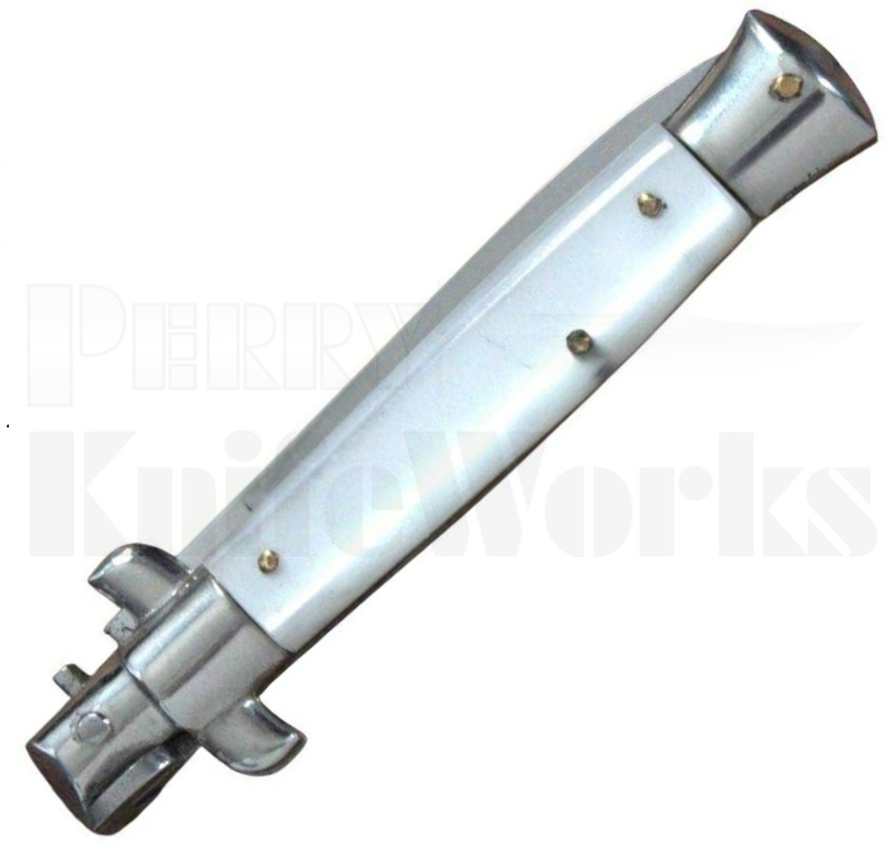 Rostfrei 7" White Pearlex Stiletto Flat Grind Automatic Knife Rostfrei 7" White Pearlex Stiletto Flat Grind Automatic Knife