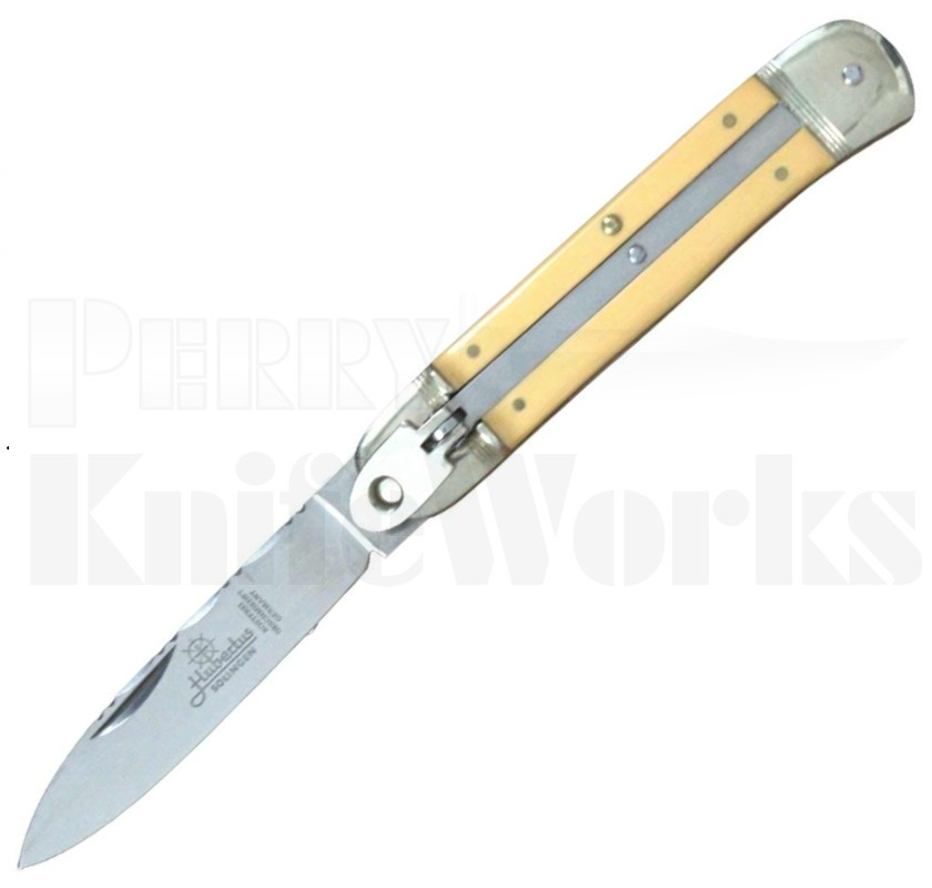 Hubertus Springer 7.75" Leverlock Automatic Knife Yellow Micarta l For Sale