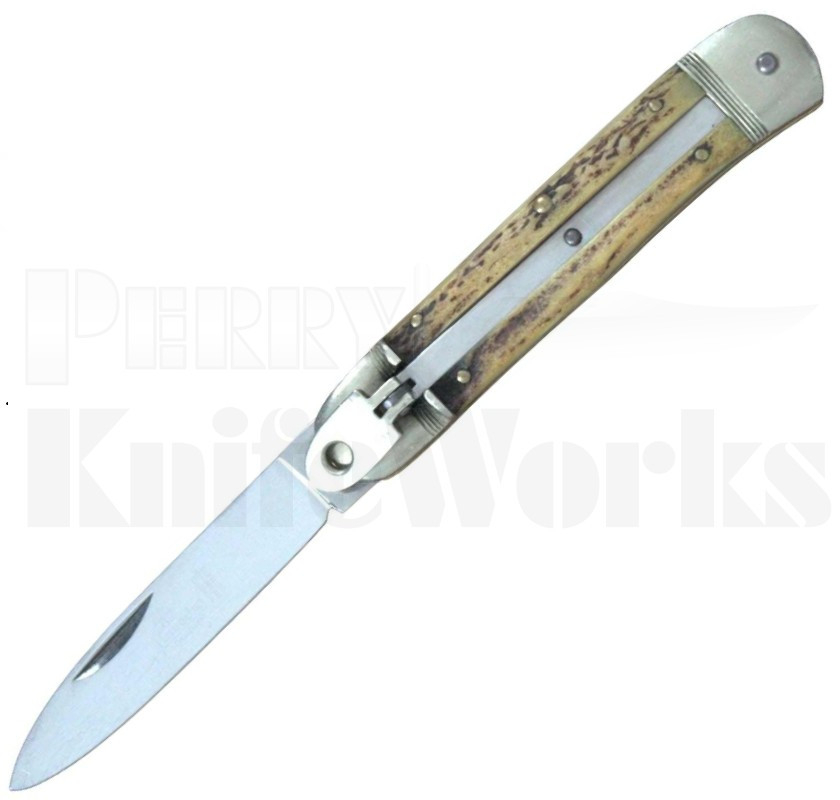 Hubertus Springer 7.75" Leverlock Automatic Knife Stag l Germany l For Sale