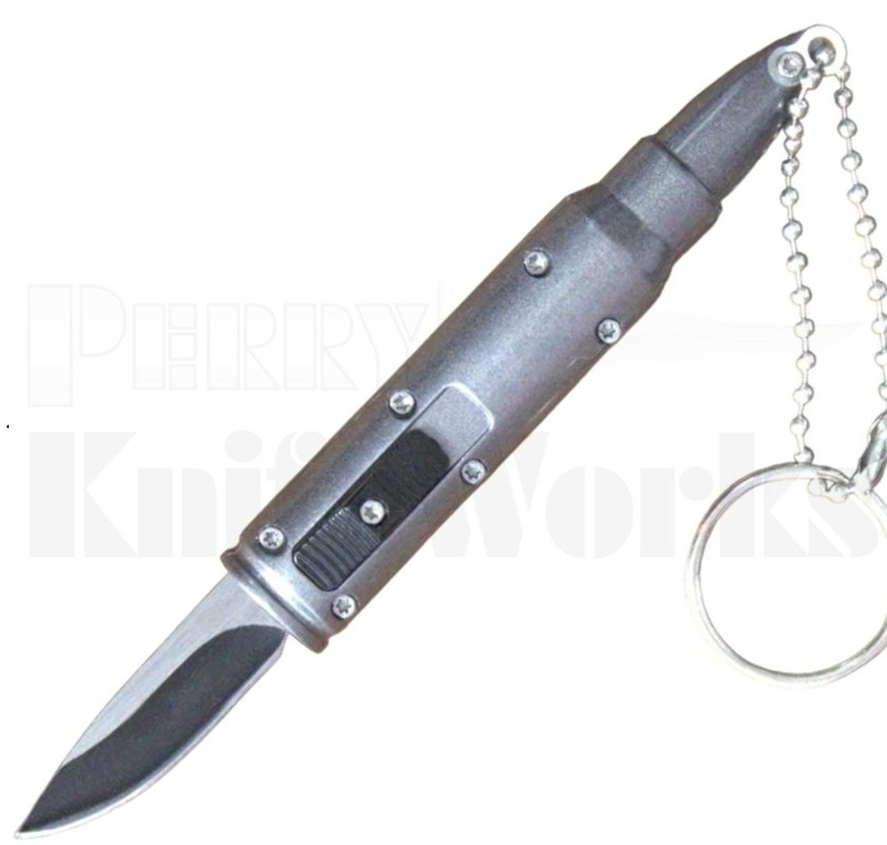 Delta Force Bullet OTF Automatic Knife Keychain Silver l For Sale