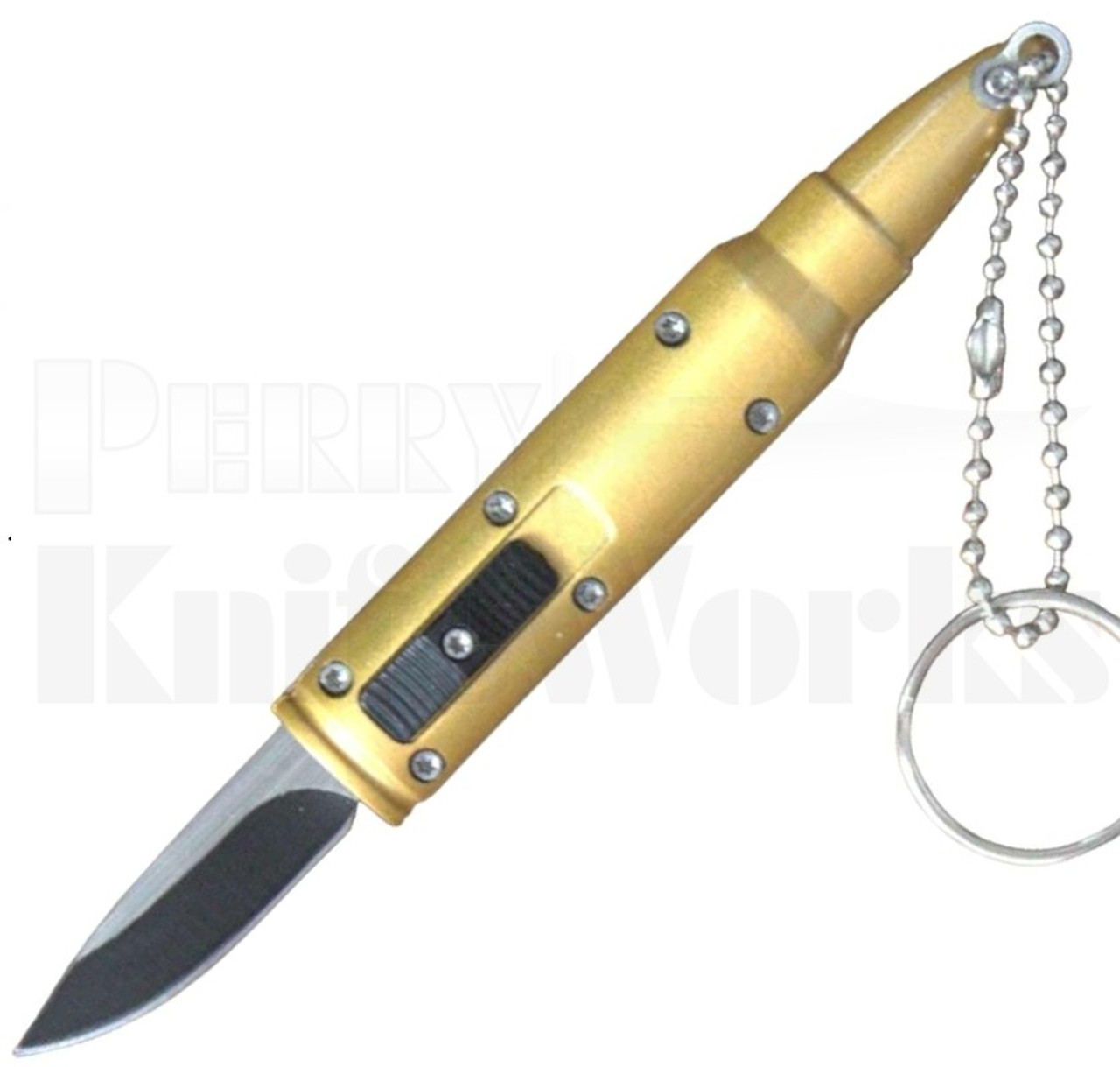 Delta Force Bullet OTF Automatic Knife Keychain Gold l For Sale