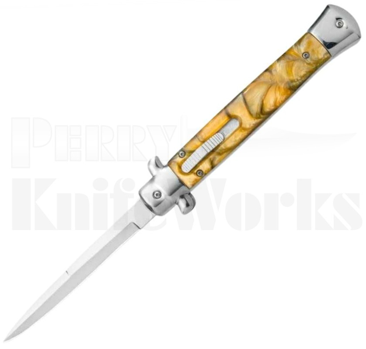 Mago 11" Yellow Pearlex Stiletto OTF Automatic Knife l For Sale