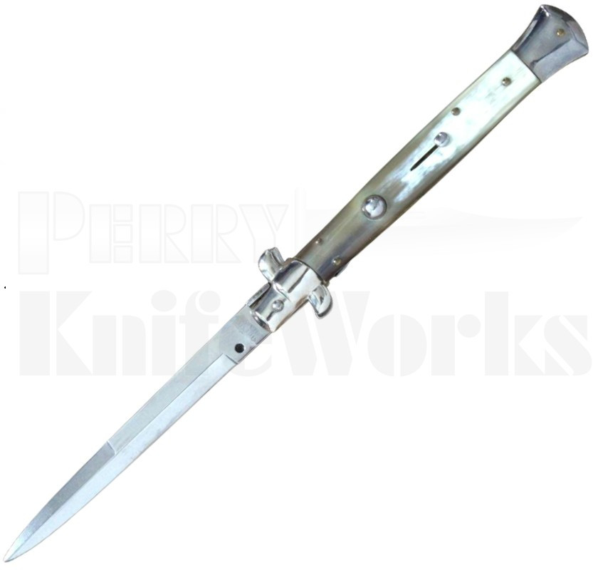 Frank B. 11" Honey Horn Stiletto Automatic Bayonet Blade Knife l For Sale
