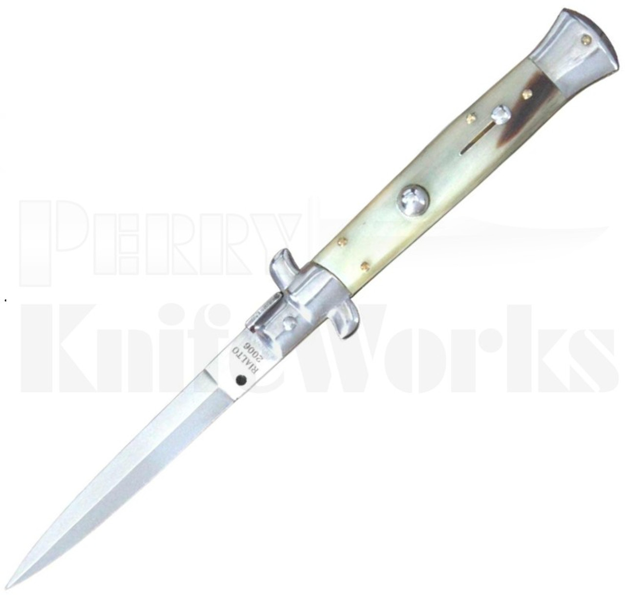 Rialto 8.75" Honey Horn Stiletto Automatic Knife l Dagger Blade l For Sale