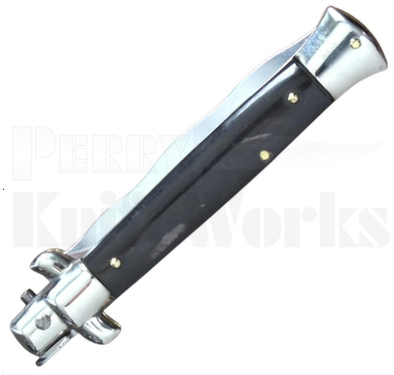 Frank B. 9" Dark Horn Stiletto Kris Automatic Knife Picklock