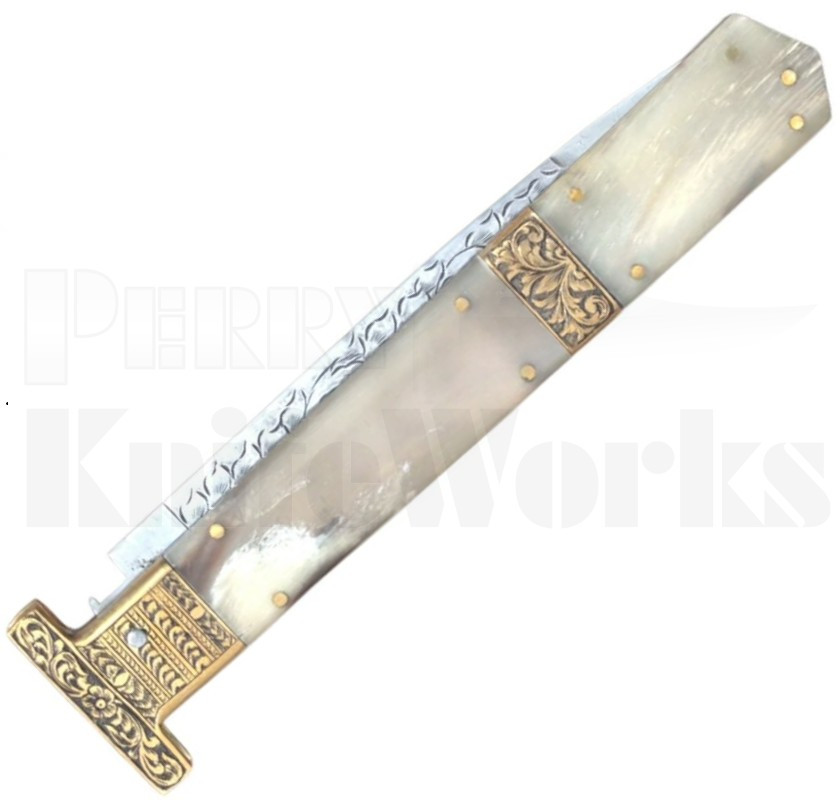 Samir Ahmad 13" Camel Bone Stiletto Automatic Knife l Lever Lock