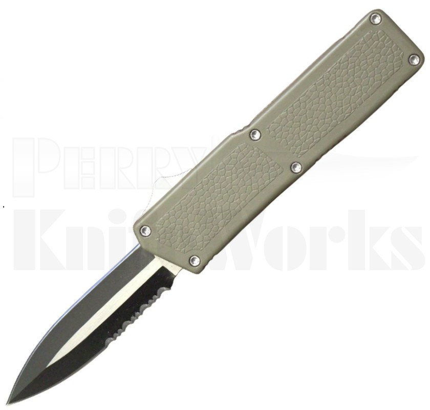 Lightning OD-Green OTF Automatic Knife l Dagger Two-Tone Serrated l For Sale