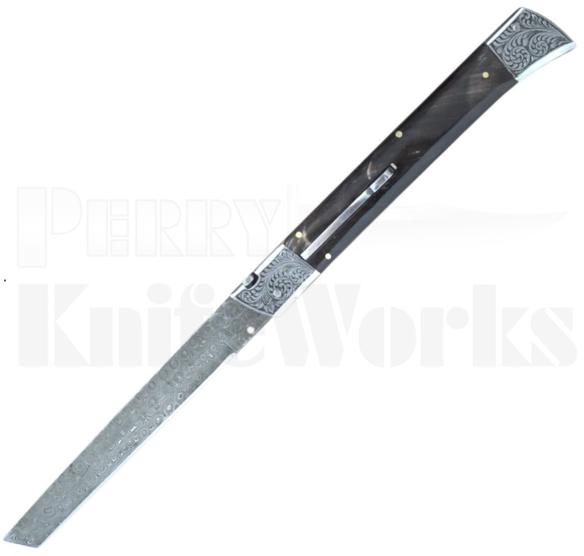 Samir Ahmad 13" Buffalo Horn Leverlock Automatic Knife l Damascus l For Sale