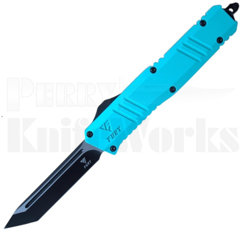 Fury D/A Tanto OTF Automatic Knife Turquoise l 3.5" Two-Tone Blade l For Sale