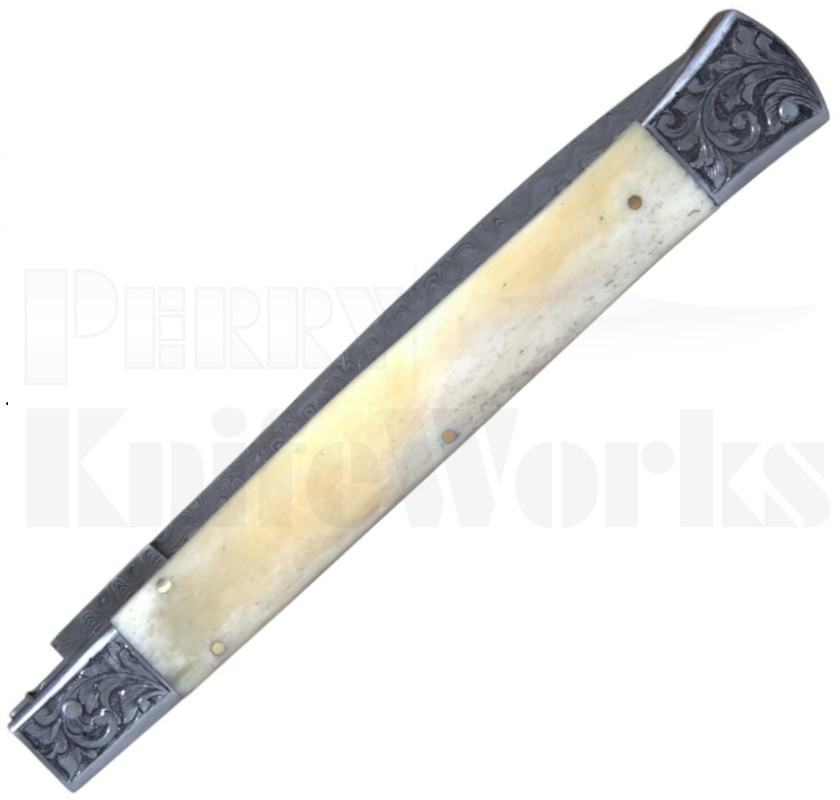 Samir Ahmad 13" Camel Bone Stiletto Automatic Knife l Damascus