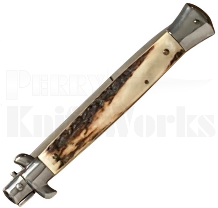 Frank B. 11" Stag Horn Stiletto Automatic Bayonet Blade Knife