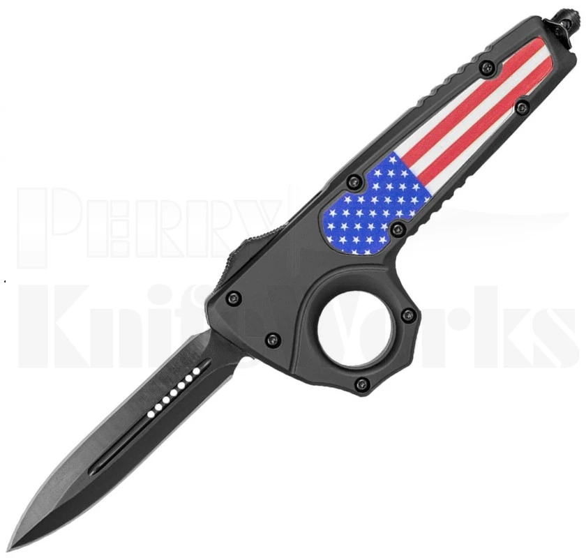 Delta Force Phantom Grip Automatic D/A OTF Knife US Flag l For Sale