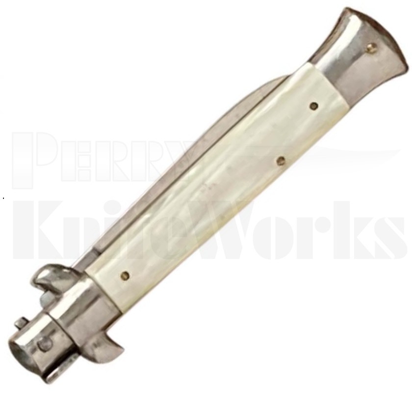 Kissing Crane 9" White Pearlex Stiletto Automatic Knife