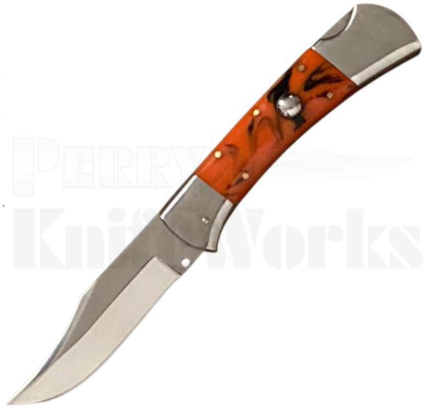 Orang Zaib 9" Orange Acrylic Automatic Lockback Knife l For Sale