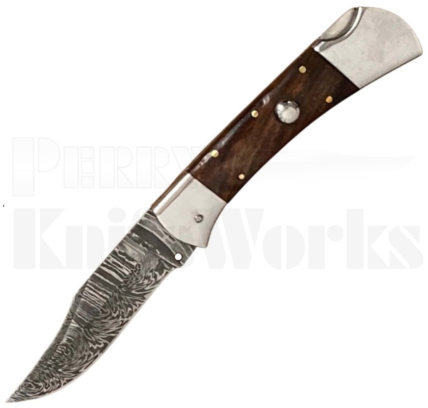 Orang Zaib 9" Rosewood Automatic Lockback Knife l Damascus l For Sale