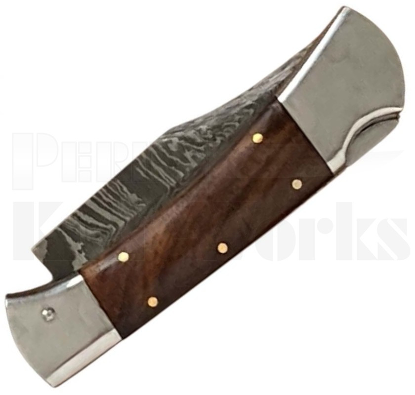Orang Zaib 9" Rosewood Automatic Lockback Knife l Damascus