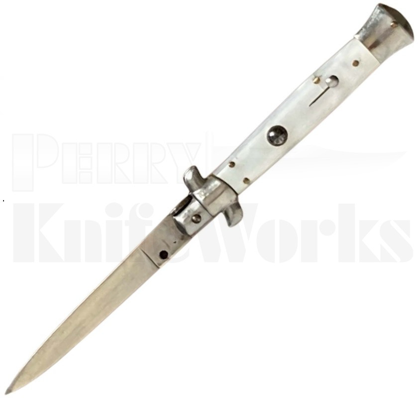 Sterile 9" White Pearlex Stiletto Automatic Knife l For Sale