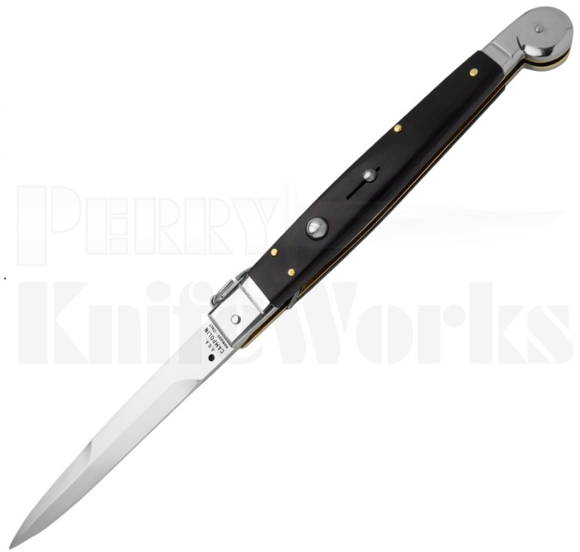 AGA Campolin 12" Sicilian Ring Pull Automatic Knife Ebony Wood l For Sale