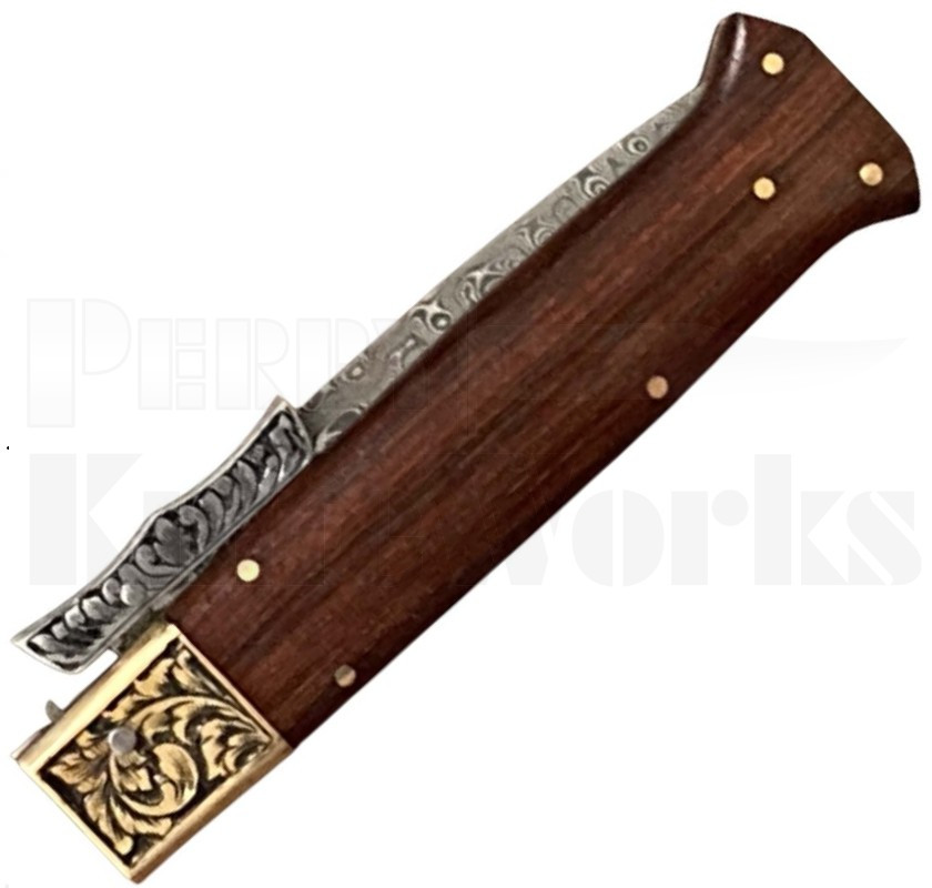 Samir Ahmad 9" Rosewood Swinguard Automatic Knife l Damascus