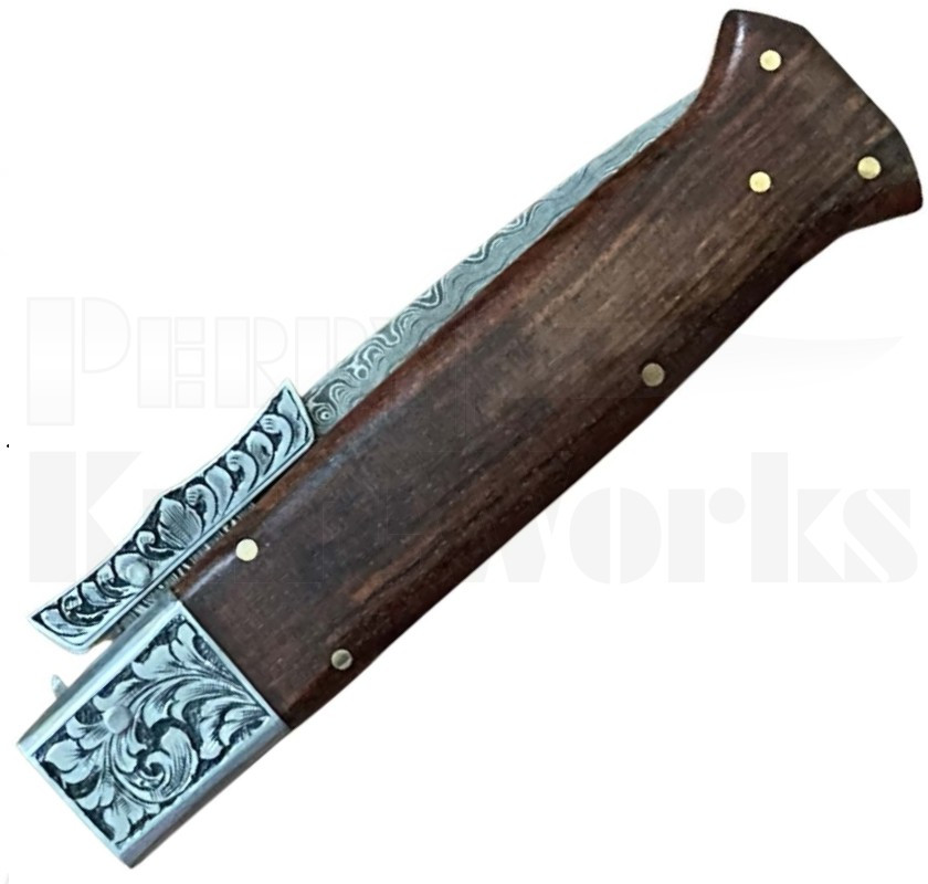 Samir Ahmad 9" Rosewood Swinguard Automatic Knife l Damascus