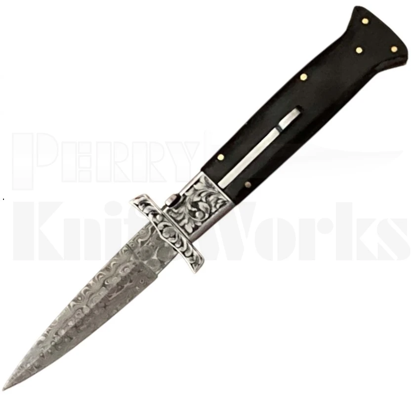 Samir Ahmad 9" Buffalo Horn Swinguard Automatic Knife l Damascus l For Sale