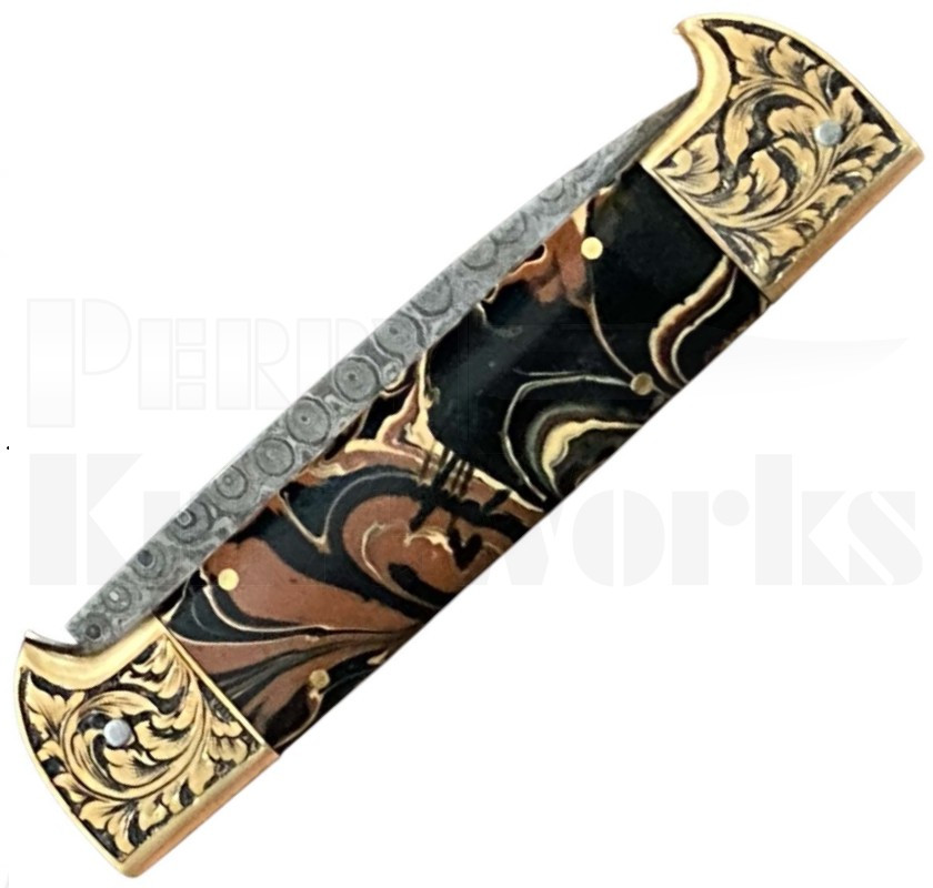 Samir Ahmad 9" Root Beer Pearlex Leverlock Automatic Knife