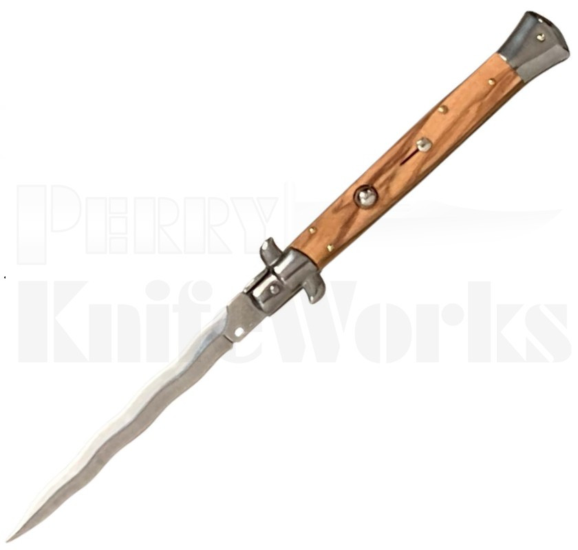 Frank B. 11" Olive Wood Stiletto Kris Automatic Knife l For Sale