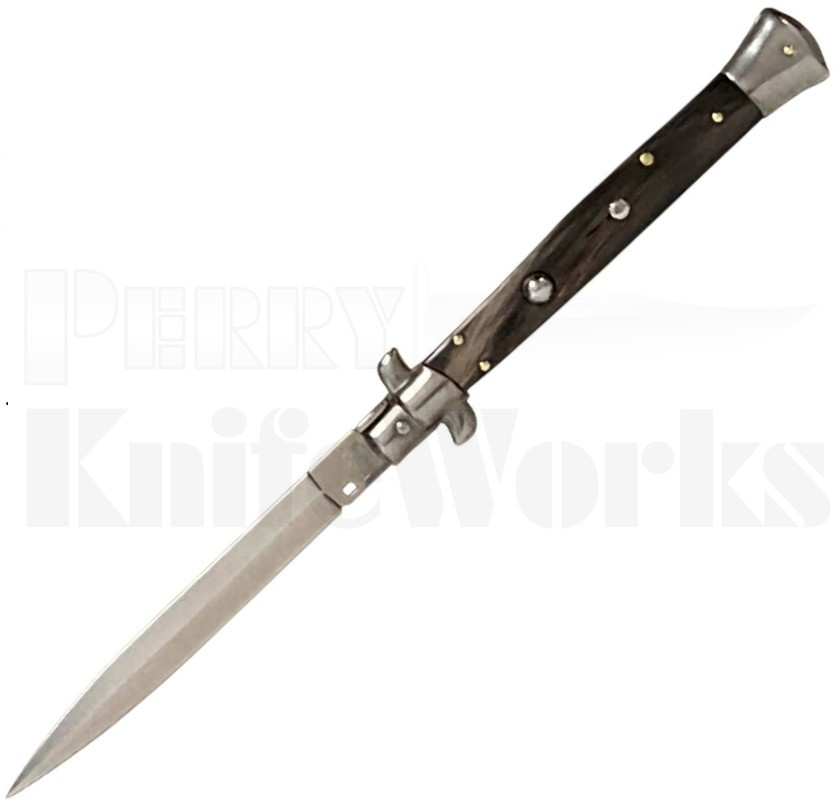 Frank B. 11" Dark Horn Stiletto Automatic Knife l Dagger Blade l For Sale