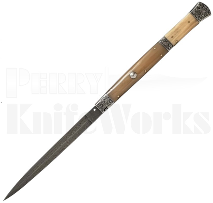 Samir Ahmad 18" Rams Horn Stiletto Automatic Knife l Engraved l For Sale