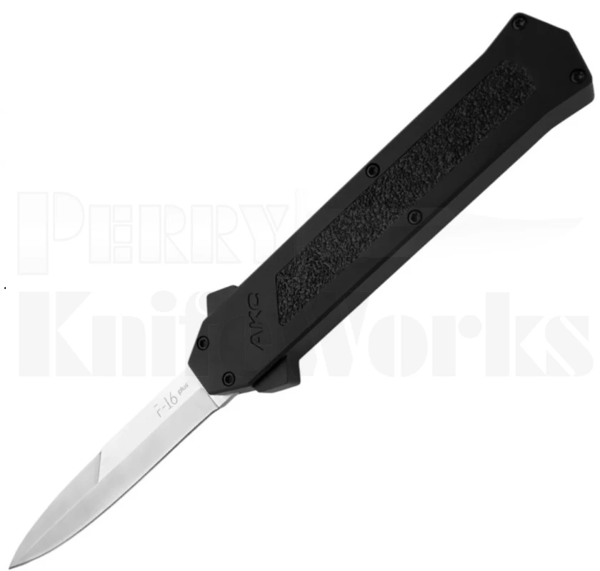 AKC F-16 Plus D/A Satin Bayonet OTF Automatic Knife Black l For Sale