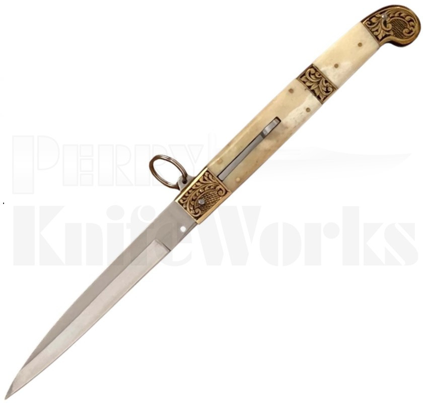 Samir Ahmad 13" Sicilian Ring Pull Camel Bone Automatic Knife l For Sale