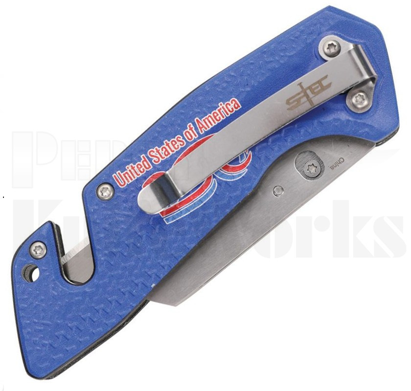 S-TEC Utility Box Cutter Button Lock Knife 250th Blue