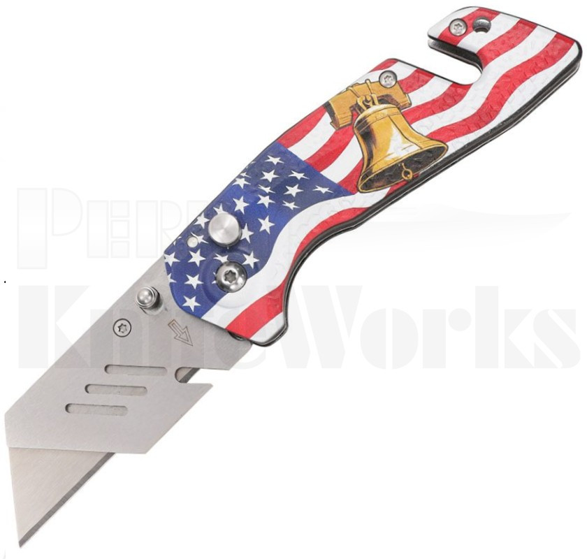 S-TEC Utility Box Cutter Button Lock Knife Liberty Bell l For Sale