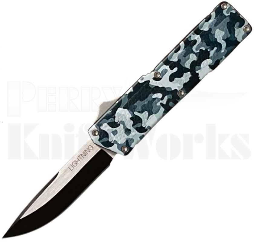 Lightning Gray Camo D/A OTF Automatic Knife l Two-Tone l For Sale