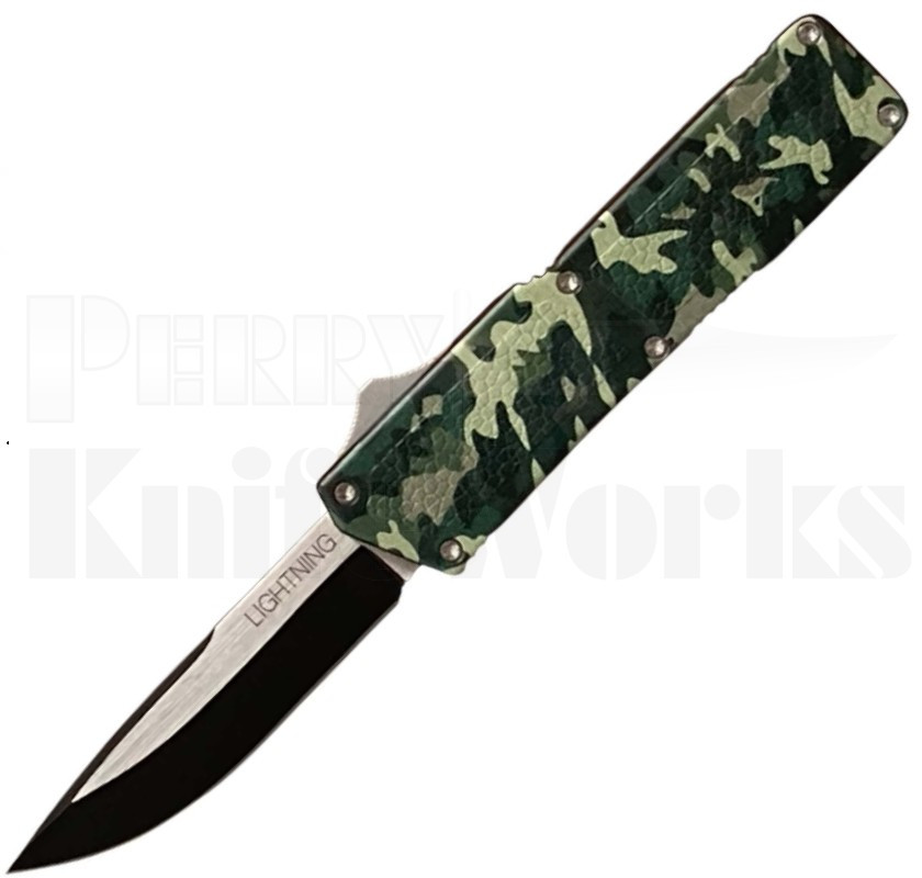 Lightning Green Camo D/A OTF Automatic Knife l Two-Tone l For Sale