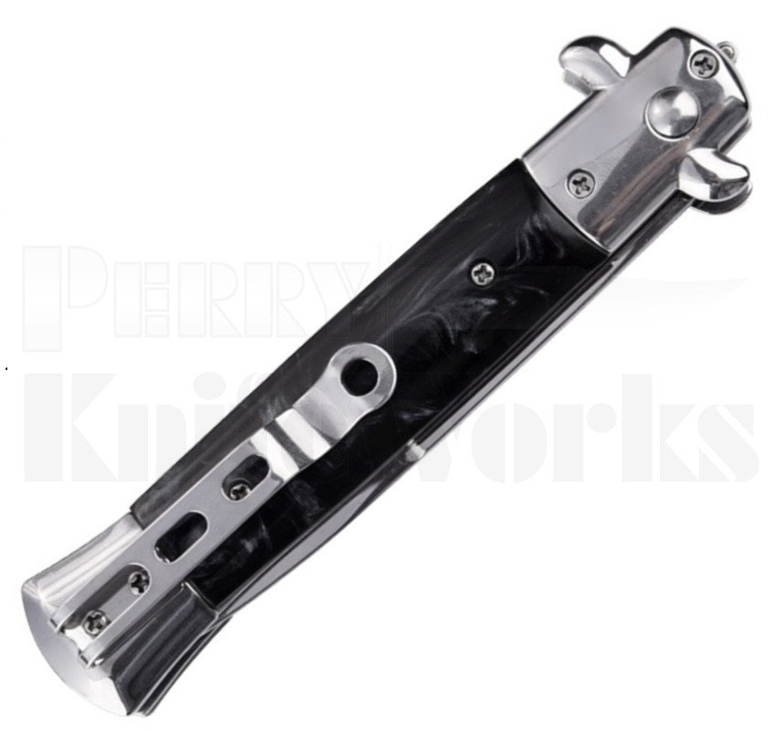 Milano 9" Stiletto Black Pearlex Automatic Knife