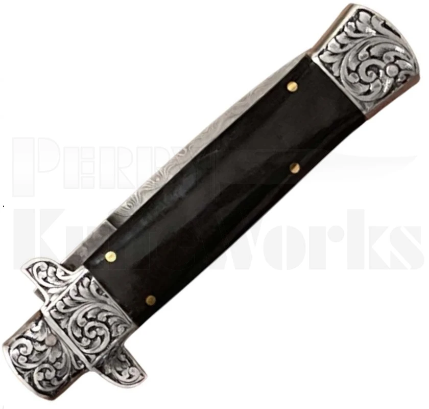 Samir Ahmad 9" Buffalo Horn Stiletto Automatic Knife l Flat Guard
