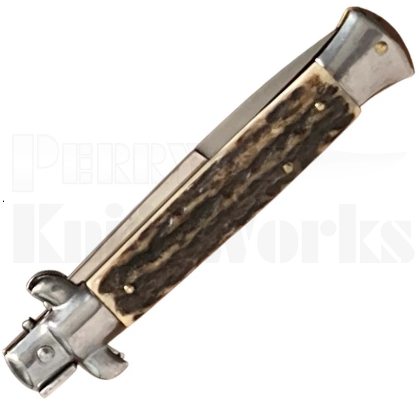 Frank B. 9" Stag Horn Stiletto Automatic Knife l Bayonet