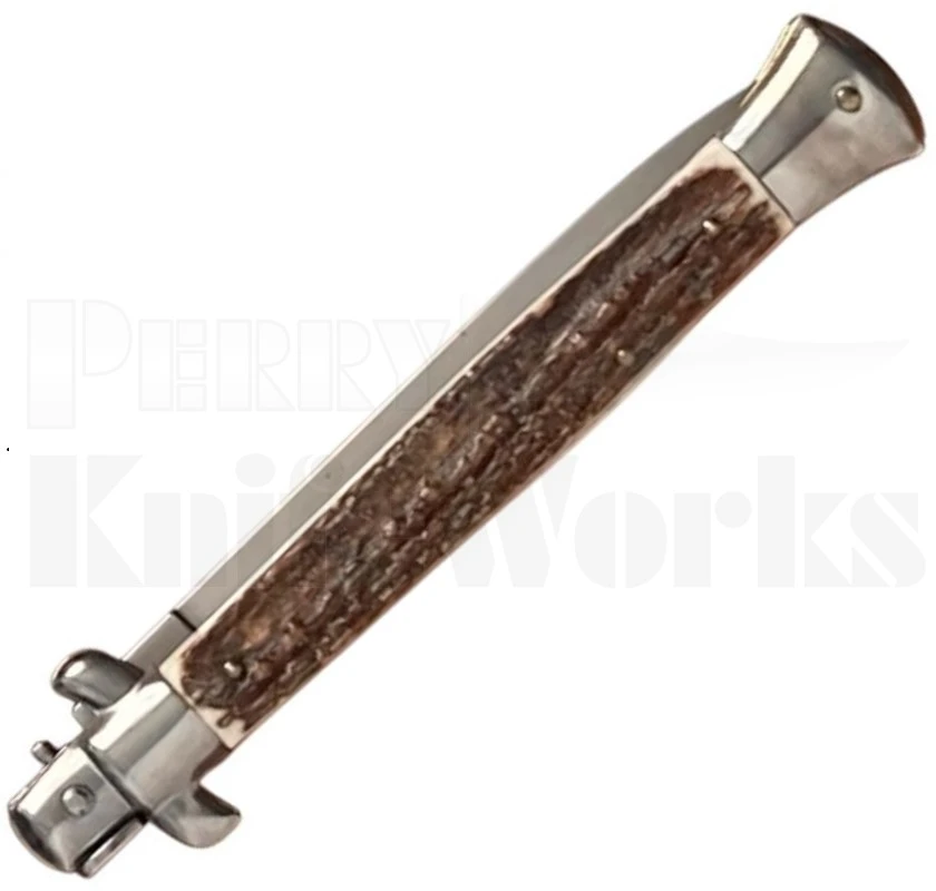 Frank B. 11" Stag Horn Stiletto Automatic Dagger Blade Knife