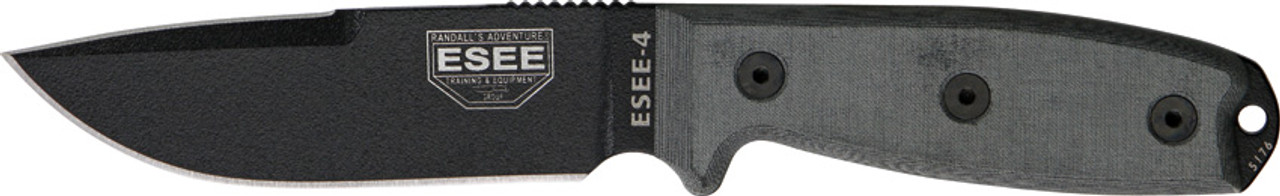 ESEE Model 4 Black Standard Edge Fixed Blade Knife