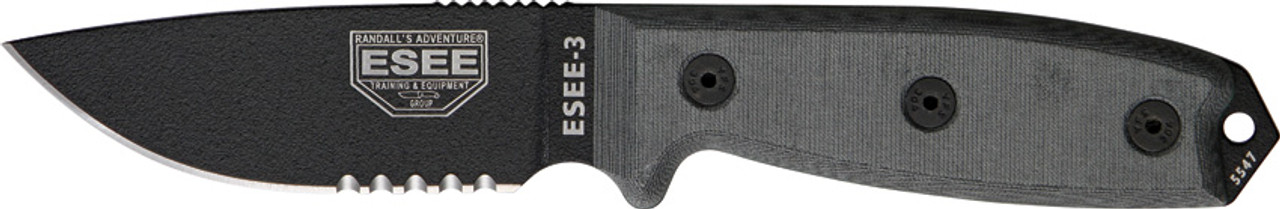 ESEE Model 3 Part Serrated Fixed Blade Knife