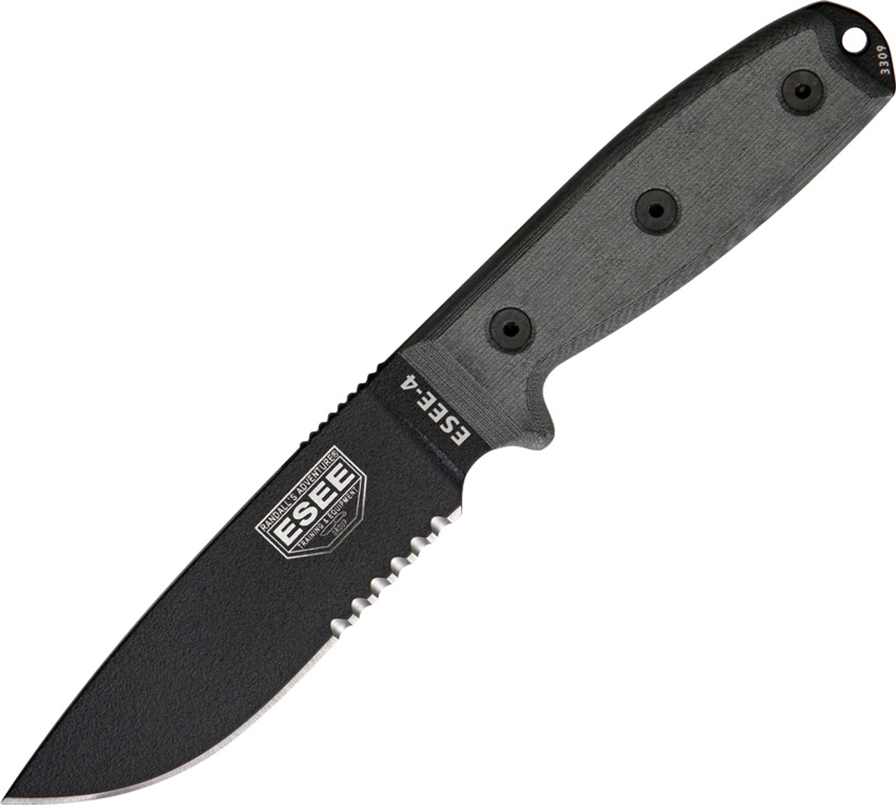 ESEE Model 4 Part Serrated Knife (Black)