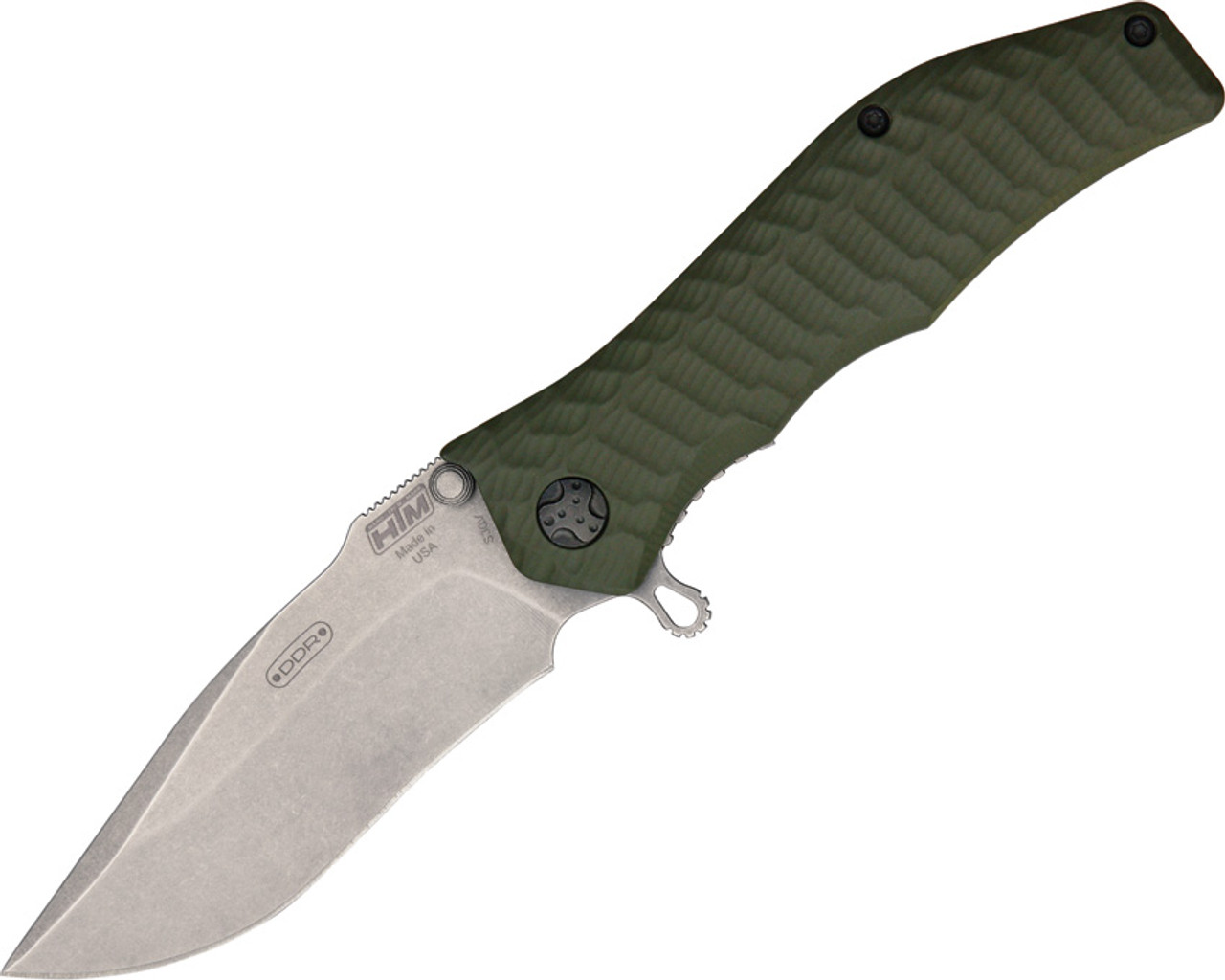 HTM Maxx Glide Gun Hammer Green Linerlock Knife (Bead Blast)