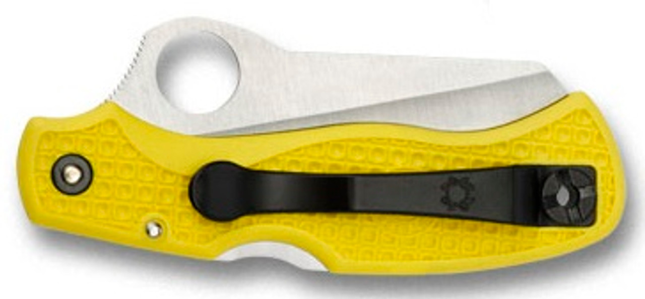 Spyderco Saver Salt Yellow Serrated Lockback Knife - Closed