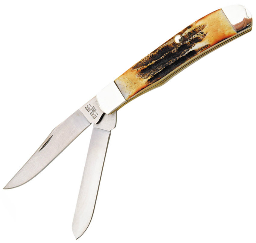 Bear & Son Slimline Trapper Taschenmesser – Klassisches Klappmesser Mit Delrin Griff In Stag-Optik